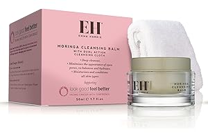 Emma Hardie 50ml Moringa Cleansing Balm with Cleansing Cloth Set, No-Rinse Formula Removes Face & Eye Make Up, Moisturizes & Hydrates the Skin, Natural & Cruelty Free, For All Skin Type