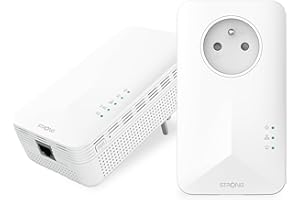 STRONG - Powerline WiFi 1000 Kit - Duo Prises CPL WiFi - Kit CPL - 1000 Mbps/WiFi 1200 Mbps - Compatible Toute Box/Routeur - 1 Port Ethernet + Prise Filtrée - Installation Rapide - Blanc