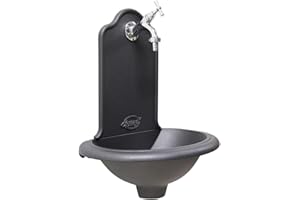 Fonderia Bongiovanni | Fontanella da giardino | Fontana a muro | Modello Ronda| colore antracite ghisa | per casa giardino | fontanella da esterno| (rubinetto in ottone cromato)