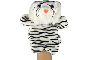 Larcele Cute Plush Hand Puppet Soft Stuffed Animal Toy (SO-22 Tiger-Black And White Stripes)