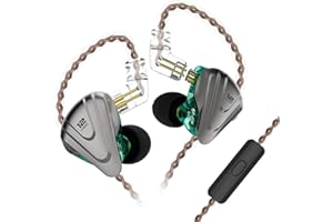 Yinyoo KZ ZSX IEM Ecouteur 5BA+1DD Hybride Driver Écouteurs HiFi in Ear Monitor avec Câble détachable 2 Broches pour Musicien (Cyan, avec Microphone)