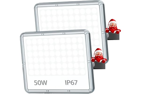 TOPAUBUB Projecteur LED Extérieur 50W - 5000LM Spot LED Extérieur Etanche IP67 6500K Blanc Froid 2 Pièce Phare Exterieur pour Jardin