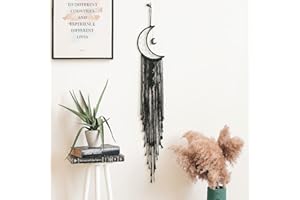 DUORIES Attrape-rêves en macramé noir - Décoration bohème faite à la main - Tissé - Attrape-rêves - Tapisserie murale - Décoration de maison chic - Cadeaux - Apartement de chambre