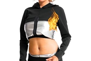 Nano Hertz Sauna Giacca Top Maniche Lunghe Dimagranti Snellente Sudorazione Perdita Peso Sportivi Tuta Sudare Cappuccio tasche Palestra Fitness Donna