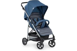 Hauck Poussette Citadine Rapid 4 / Jusqu'à 25 kg / Pliable Compacte / Hauteur Réglable / Position Couchée dès la Naissance / Grand Panier Achats / Gris Bleu