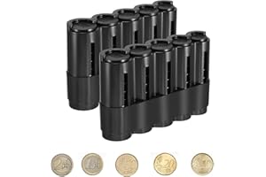 MEISO 2 Stück Münzspender Münzen, Münzbox für Kleingeld, Kleingeld Aufbewahrung, Münzgeld Spender, Kompakter Münzhalter mit 5 Münzsortierer, fürTaxis, Busse, Restaurant, Verkäufer im Freizeitpark