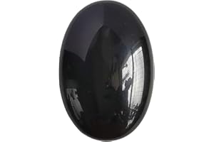 Manekieko Natürlicher Schwarzer Obsidian Sorgensteine, Ovaler Handflächentaschen Heilkristall Massage Spa Energiestein