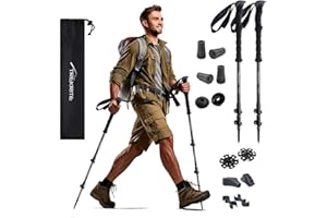Trekrite 3K Carbon Fibre Walking/Hiking/Trekking Poles/Sticks - Adjustable Lightweight Unisex with Accessories (2pc / set/pair) - UK Based Company