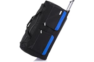 Flymax 28" Medium Suitcase Lightweight Wheeled Duffle Bag Holdall Check in Luggage Travel Bag 2.55kg 89L Blue