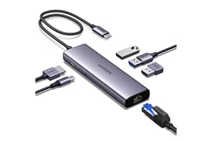 UGREEN Revodok USB C Hub, 6-in-1 USB Multiport Adaptor, 1Gbps USB-C to Ethernet Adapter, 4K HDMI, 100W PD, 3x 5Gbps USB-A Ports, Aluminum Compact USBC Dock for MacBook, HP, Dell Laptops, iPad Pro