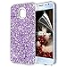 Price comparison product image Galaxy J3 2017 Case [with HD Screen Protector],OKZone Luxury Bling Glitter Sparkle Designer Slim Fit Soft Gel TPU Silicone Skin Cover Anti-scratch Protective Shining Fashion Style Case for Samsung Galaxy J3 2017 (Purple)
