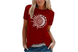 BUDAOWENG T-Shirt Manches Courtes Col Rond Femme Grande Taille Été Ample Tee Shirt Femme Chic Et Elegant Haut Décontracté Imprimé De Lettres Chemisier Femme Sexy Blouse Sport Lache Sportswear Ample Top Tunique