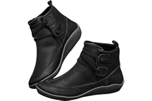 GENERIC Warehouse Deals Clearance Work Boots for Women Wide Fit Walking Shoes Fahion Orthopedic Shoes High Top Leather Shoes Soft Sole Wedge Boots Comfort Arch Support Running Shoes Casual Non-Slip Boots