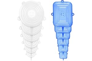 MARVOREM Coperchi in silicone estensibile cucina 12 pezzi rotondi e quadrati riutilizzabili ecologici coperchi silicone coperchi silicone estensibile tappi silicone alimenti coperchio silicone