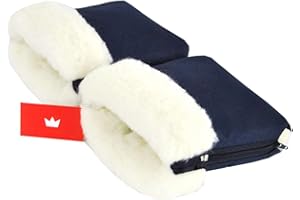 BabyLux Handmuff für Kinderwagen Buggy MUFF Reißverschluss Handwärmer Handschuhe (MR13 Marine Blau + Wolle)
