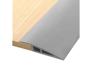 HENGRONGSHEN 1M * 5CM Perfil de Transición para Suelo, Perfil PVC Perfil Transición Suelo Desnivel Autoadhesivo para Diferencia de Altura de 5-10 mm, Tapajuntas Suelo Perfil de Unión para Suelos (Gris)