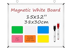 NAVY PENGUIN Tableau Blanc Magnetique – 38x30 cm Tableau Effacable avec 2 Feutres Effaçables à Sec et 6 Pense Bête Magnétique pour la Maison et le Bureau