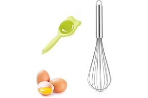 SUKEVITOR Hand Whisk Egg Whisk, Stainless Steel Egg Beater with Egg Separator, Hand Whisk Manual Mini Whisk for Cooking, Whisking, Blending, Beating, Stirring
