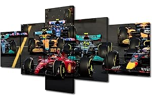 TUMOVO Rennauto-Wandkunst-Gemälde, Formel 1, Rennzimmer, Wohnzimmer, Wanddekoration, F1, Auto, gerahmt, moderne Bilder, schnelle Auto-Leinwanddrucke, Dekorationen, 127 cm Bx61 cm H