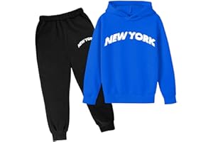 SoLu DAY8 Ensemble Enfant Garcon 3-14 Ans Hiver Elegant Ensemble Ado Garcon Pantalon Et Sweat a Capuche Haut Top Manches Longues pas Cher Chic Vacances Casual Jogging Sport