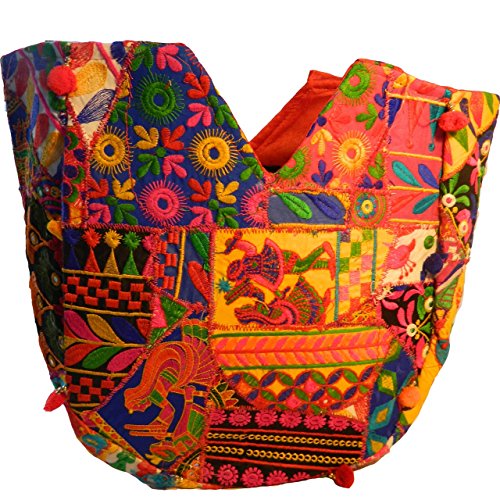 Preisvergleich Produktbild Indische Baumwolltasche bunt Pfau Stickereien Spiegel Tasche Accessoire