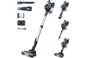Generico Aspirapolvere Senza Fili Potente, Scopa Elettrica in Piedi da Sola, Autonomia 45 Minuti Dust Cup Grande 1,2L, Filtro HEPA Spazzola a LED per tappeti e peli di Animali
