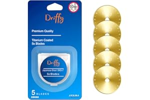 DRIFFY Rotary Cutter Blades 45mm Titanium 5-PACK - fits OLFA, Fiskars Sewing Quilting Accessories Ruler