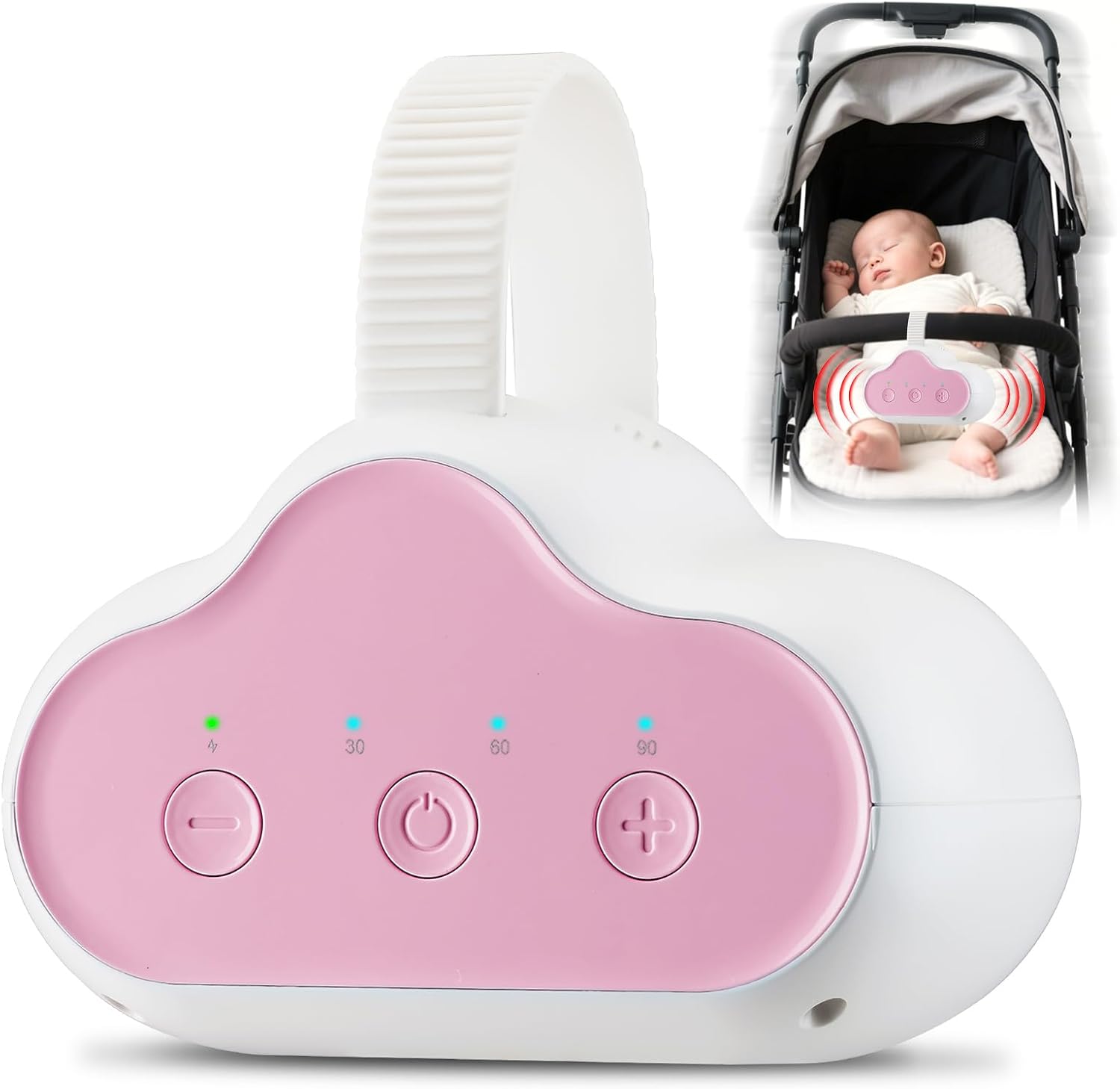 Baby Rocker, Bercement Poussette avec 3 Intensités de Balancement, Minuterie 30/60/90 min, Berceur Bébé Mains Libres Compatible avec la Plupart des Poussettes à Barre Transversale
