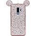 Price comparison product image Rhinestone Mouse Ears Cover by Tech Express for Samsung Galaxy S9 or S9+ Chrome Bumper Bling [Flexible TPU Case] Sparkle Glitter Diamond Shimmering Cartoon Character Case (Rose Gold, S9)