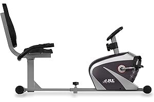 JLL FITNESS JLL RE100 Recumbent Home Exercise Bike. 5kg Two-Way Flywheel with 8 Levels of Magnetic Resistance. 6 - Levels of Seat Adjustments, Monitor Displays Speed, Distance, Time, Odometer, Calories and Pulse.
