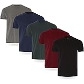 FM London Pack of 3/5 Cotton Rich T-Shirts for Men, Slim Fit