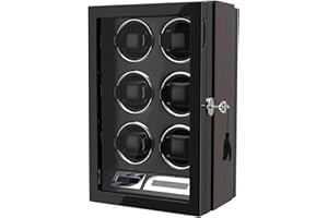 XTELARY Remontoir Automatique pour Montres 6 avec écran LCD et télécommande, Verrouillage des Boutons pour déverrouiller, éclairage LED, équipé d'un Moteur Silencieux, Remontoir pour 6 Montres