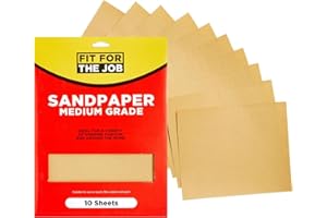 Fit For The Job 10 hojas grandes de tamaño A4 Papel de lija de grado medio para lijar madera, muebles, metal, yeso para mejoras en el hogar, decoración y más, 11x9 pulgadas (230x280 mm) 11" x 9"