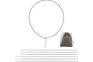 GlasFlength Cordino collana 6 pezzi, 1,5 mm cerato, cordino per collana con chiusura a corda in pelle, 45 cm, con catena di estensione e 60 cm, per ciondolo gioielli unisex corda Wax per bracciale