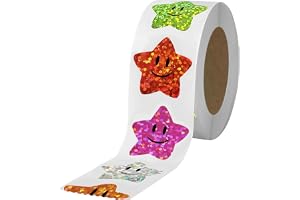JRONGHE 700Pcs Star Stickers,Smiley face Star Stickers for Kids Reward 1inch 8 Colored Sparkly Foil Star Stickers for Behavior Chart,Student Planner and School Classroom Teacher Supplies