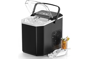 FZF Ice Maker Machine for Home - Self-Cleaning Function, 9 Ice Cubes in 6 Minutes. Low Noise Operation - Ideal for Households, Offices, and Bars, Enjoy Refreshing Ice Anytime, Black