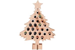 Itonash Wine Rack, Adult Christmas Tree Countdown Decorations Christmas Wine Rack, Christmas Advent Calendar Countdown 24 Wooden Christmas Tree Mini Wine Racks for Kitchen Decor (C)