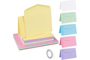 Mocraft 60 Colored Envelopes and Cards Set, 110 x 160mm, for Letters, Invitations, Birthdays, Gift Greeting, Christmas Day