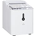 HOMCOM Ice Maker Machine, 1.5L Countertop Ice Cube Maker with Self-Cleaning, 9 Cubes Ready in 8 Mins, 12kg in 24 Hrs, No Plumbing with Basket, White