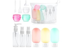 YSIMPLE Zestaw butelek podróżnych, butelki podróżne do napełniania, pojemniki na płyn, zatwierdzone przez TSA, odporne na wycieki, zestaw butelek podróżnych, szamponów, żeli pod prysznic, balsamu (zestaw kolorowy)