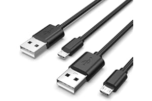 Superer 3,0M+3,0M/Lot de 2 Câble Micro USB Compatible avec Sony Manette PS4, Playstation 4, PS4 Slim