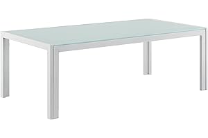 casa.pro Mesa de Centro de Vidrio 100 x 50 x 35 cm Mesa de jardín armazón Hierro diseño terraza Blanco