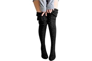 Duories Damskie bardzo długie skarpety za kolano, ciepłe skarpety zimowe, z grubej dzianiny, dla dziewcząt, do kolan