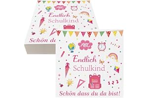 KILLIAN'S STORE Pack of 40 Napkins for School Girls, 3-Layer School Decorative Napkins, First Day of School, Table Decoration for School Child Party, Paper Napkins, 33 x 33 cm