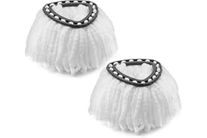 MXZONE Mop Head Replacement Compatible with Vlieda EasyWring Clean Turbo Classic Microfibre Mop Universal Spin Mop Refill Head, White, 2 Packs