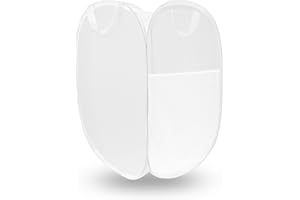 JIEYAO Cestas para la ropa sucia, plegables con asa, 36 x 58 cm, cesta de malla para laundry portátil, para guardar ropa, juguetes, habitación infantil, viajes, color blanco