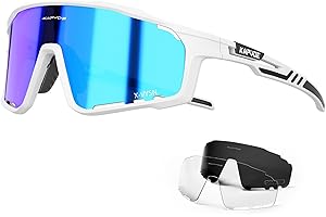 KAPVOE Polarizzati Occhiali da Ciclismo Uomo Occhiali MTB Donna Occhiali Bici da Corsa Con 3 Lenti TR90 Occhiali da Sole Sportivi Anti-UV400 Occhiali Ciclista Mountain Bike Bicicletta Running K76