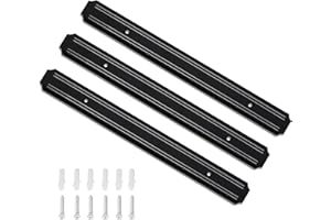 Yuragim 33cm Portacoltelli Magnetico, Magnetica per Coltelli, 3 Pezzi Portacoltelli Magnetico in Acciaio Inox,Barra Magnetica Guida Nessuna Perforazione Richiesta per Bistecca/Cuoco/Coltelli da Cucina