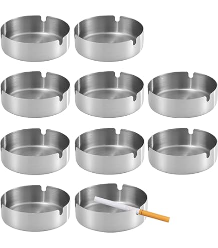 MC set di 6 o 12 posacenere in melammina, rotondo, per esterni, feste, giardini, eventi, impilabili, con 3 ripiani, Plastica, grigio., 12 pezzi