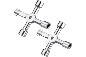 Maveek Utility Key, 2 Pack Silver 4-Way Multi-Functional Cabinet Box Key for Electric Water Gas Meter Cupboard Cabinet Keyed Padlocks